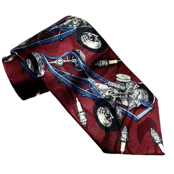Home Improvement TV Tie Car Frame Mechanic Spark Plug Tire Racing Engine Red USA - Picture 6 of 10